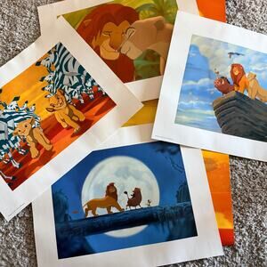 Vintage Lion King Lithograph Prints Art Lot of 4 Disney Store Exclusive 1990s